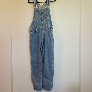 Free People light washed overalls